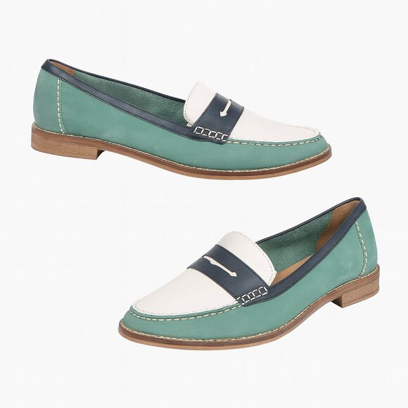 Sperry Top-Sider Women’s Leather Colorblock Penny Loafers Size 12 | Preppy Chic - Picture 1 of 8